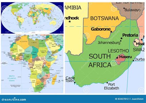 world map of south africa.
